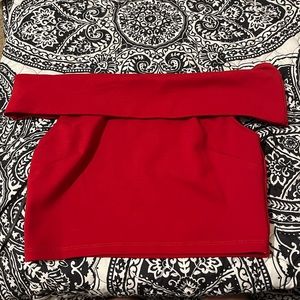 Red M Forever 21 Off The Shoulder Crop Top